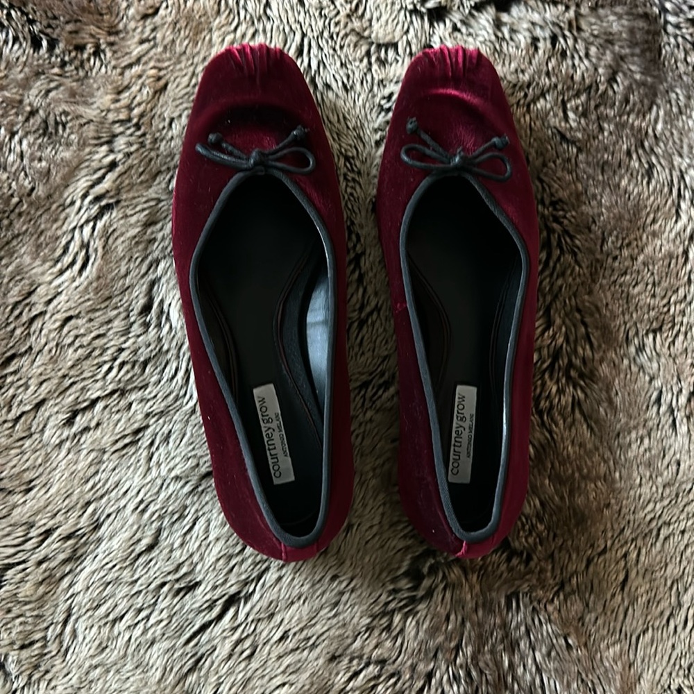 Courtney Grow x Antonio Melani James Velvet Bow Flats Women Size 6.5